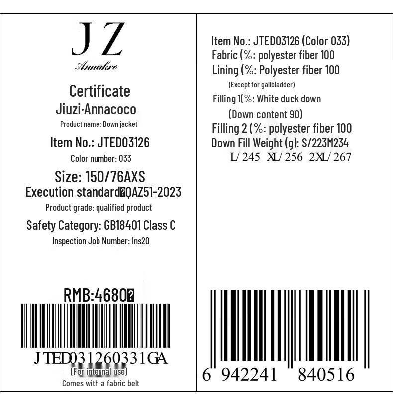 JZ ANNACODE Women's Commuter Hooded Long Duck Down Jacket