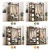 Coat Rack Clothes Hanger Floor Hanger Storage Bedroom Household Wood Clothing Garment Rack with Shelves Wardrobe Clothing Racks