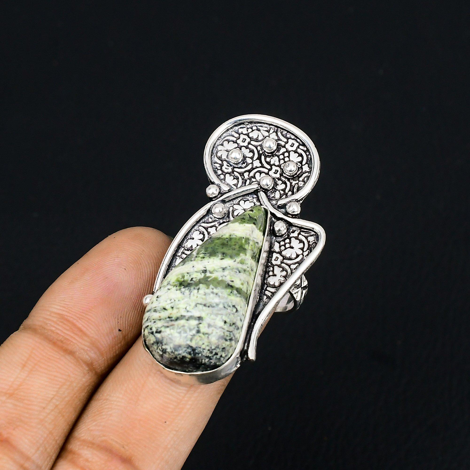 Natural Swiss Opal Gemstone Solitaire Green Ring Size 7 925 Sterling Silver 7