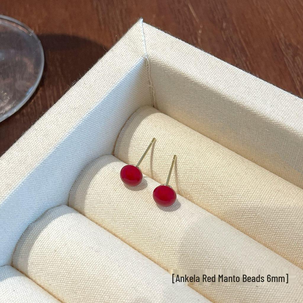 Ankela Rote Perlenstecker - Silberne Nadel, Vielseitiger Stil für Damen, Perfekt für die Neujahrskollektion