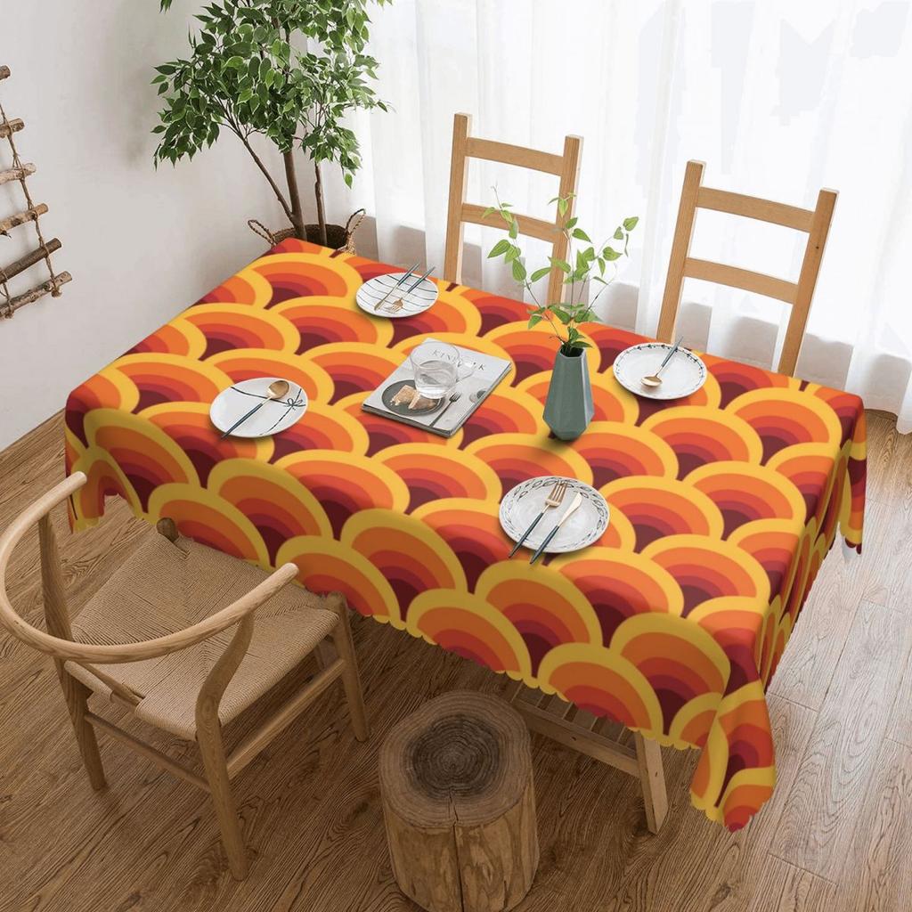 Tovaglia Rettangolare Personalizzata Retro Wave Copritavolo Impermeabile per Eventi da Pranzo Tovaglia