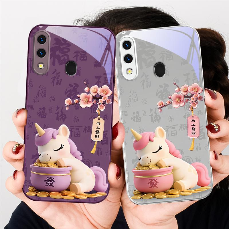 The auspicious unicorn For Samsung A20 30 22 23 24 25 26 31 32 A33 34 35 42 50 51 52 53 54 55 56 70 71 72 73 glass phone case
