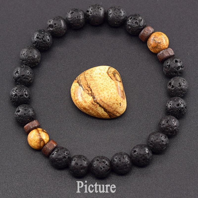 Natürliches gelbes Tigerauge-Perlenarmband für Männer und Frauen, schwarzes vulkanisches Lava-Armband, tibetisches Buddha-Armband, elastisches Seil, Paar-Steinarmband