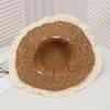 Stylish Summer Wide Brims Straw Hat With Pineapple Lace Bowknot For Women Breathable Outdoor Beach Sun Protection