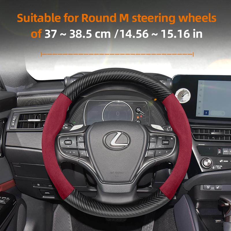 Suitable for Lexus Suede Matte Carbon Fiber Texture Steering Wheel Cover Suitable for Is250 Gs300 Lx 570 Nx Is350 2019 Es350 Gx460 Is 300 Ls400 Is300