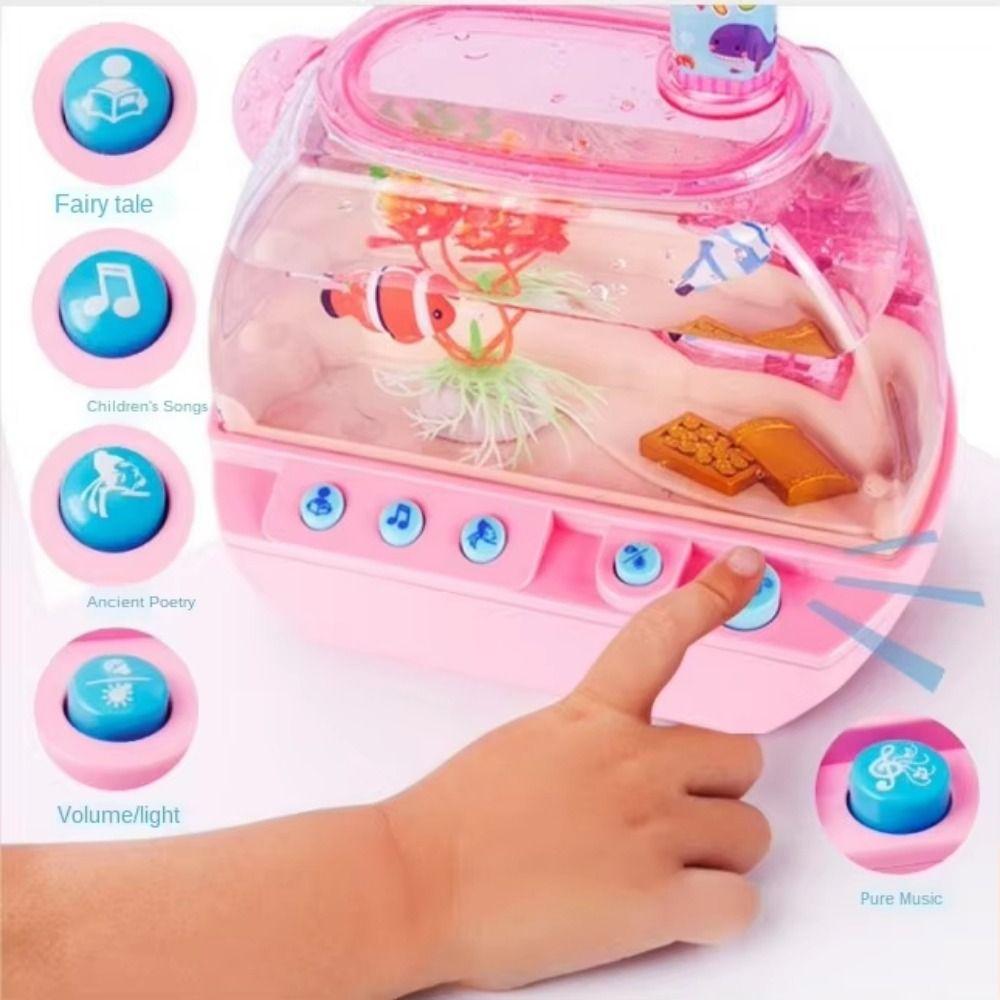 Kreatives künstliches Aquarium-Spielzeug Cartoon LED-leuchtender Behälter Mini-Simulations-Fischtank Schreibtisch