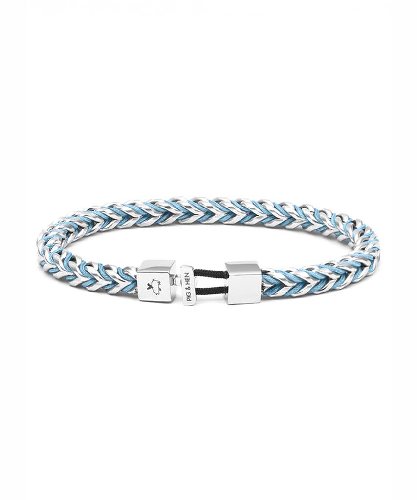 Pig&Hen Catena Foxtail Bracelet - Summer Blue X Silver