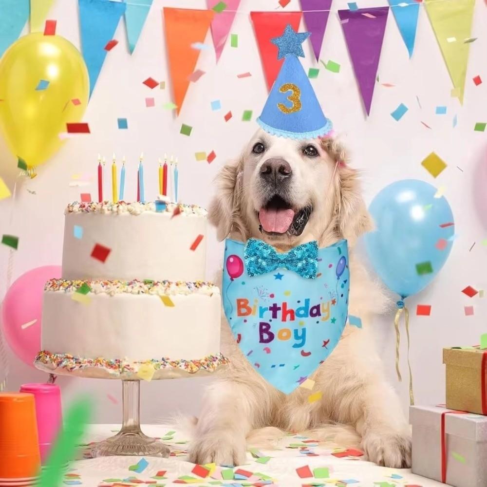 Adjustable Pet Birthday Caps Cute Dog Birthday Bib Cat Triangle Scarf  Puppy Costume