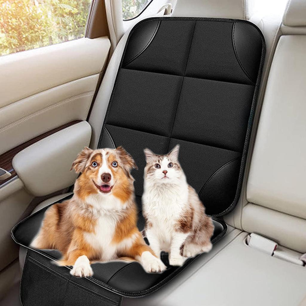Huijokf Car Seat Protection Mat, Anti-Slip Waterproof Car Seat Protector, Anti-slip, Easy Installation, Car Accessories, Storage Pockets, Black