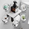 Modern Marble Toilet Paper Holder with Shelf, Wall Mounted Bathroom Organizer for TP Roll & Storage, Vanity Cabinet Decor