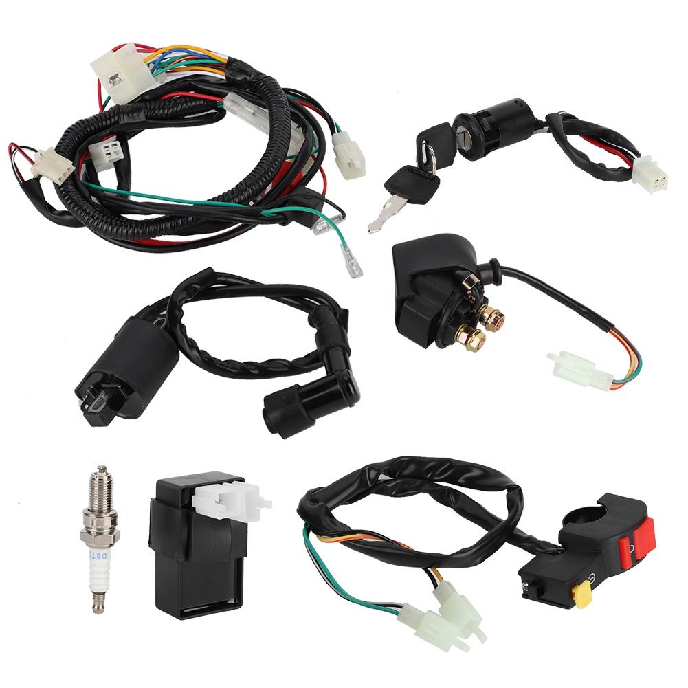 Full Wiring Harness Solenoid Coil CDI Relay Kit Fits for 150cc ATV Quad Accessory