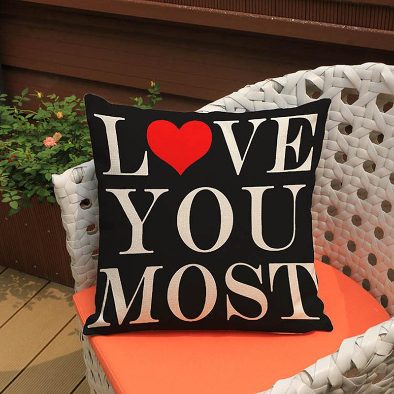 Love Letter Style Sofa Decorative Cushion Cover Passionate Greetings Concise Cotton Linen Car Seat Throw Pillow Case Cojines