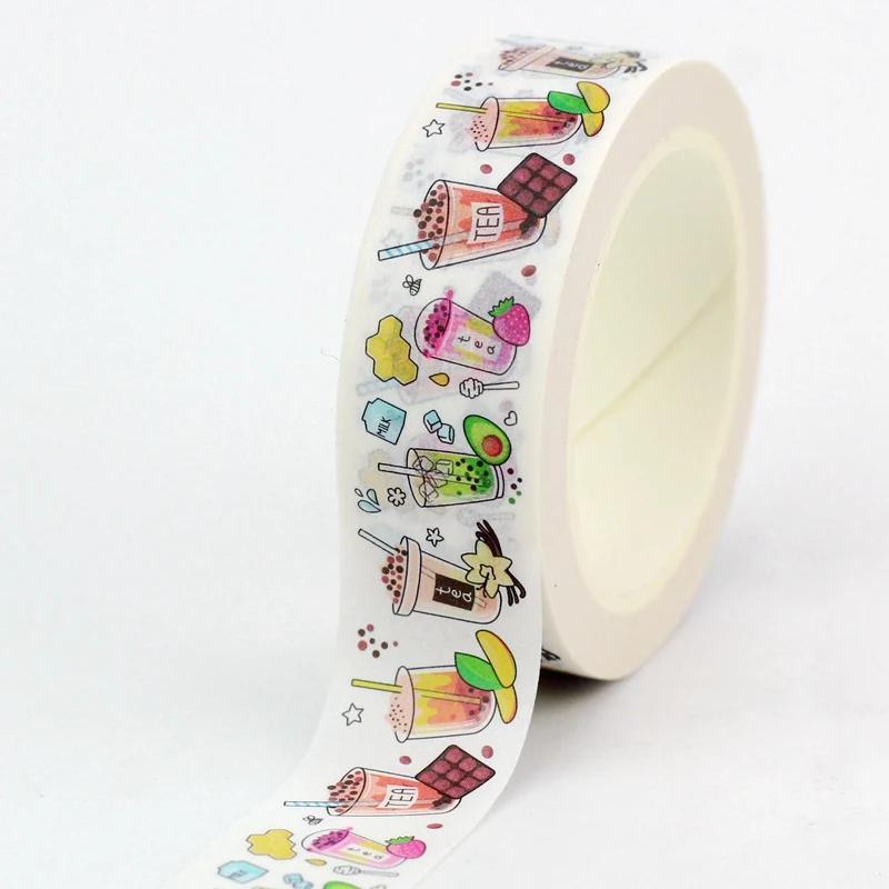 Eco Paper 1pc 10M Decor Mushrooms Flowers Cups Nautical Washi Tape Set for Scrapbooking Journaling Masking Tape Cute Stationery