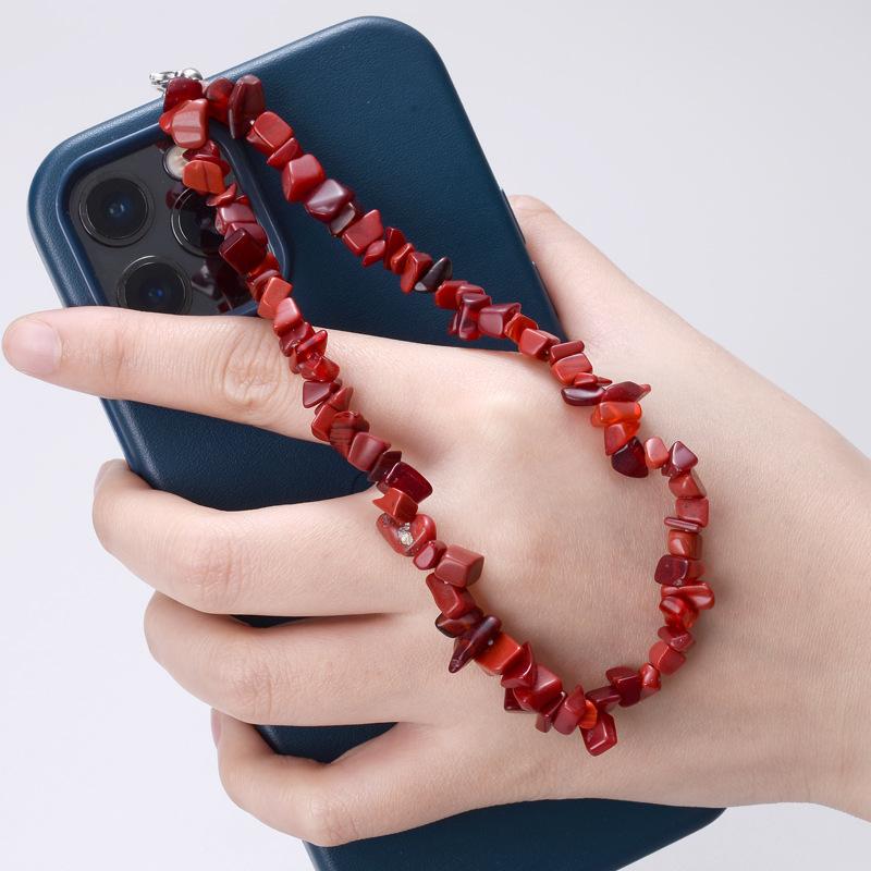 Creative Gravel Stone Mobile Phone Chain Women Girls Natural Bead Anti-Lost Fashion Jewelry Cellphone Strap Lanyard Hanging