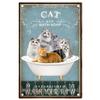Retro Cat Coffee Metal Tin Sign Vintage Kitchen Signs Wall Decor Because Murder Is Wrong Funny Signs Bar Decorations Art Poster