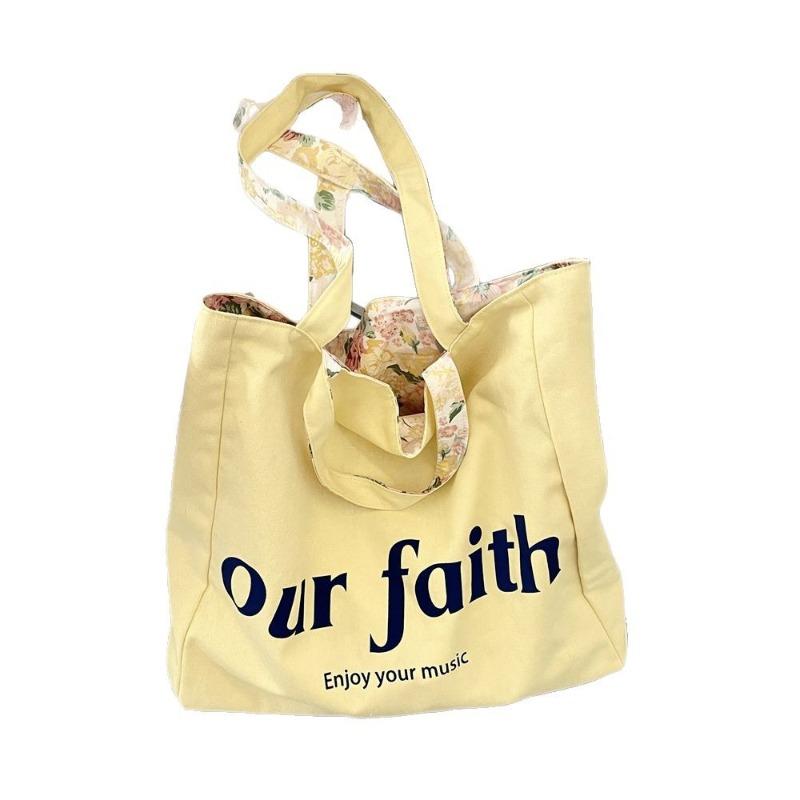 31 Spring and Summer New Printed Floral Double-sided Canvas Bag Large-capacity Commuter Bag Shoulder Handbag