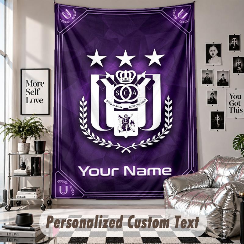 Custom Tapestry Wall Hanging, Anderlecht FC Personalized Name Text Home Wall Decor