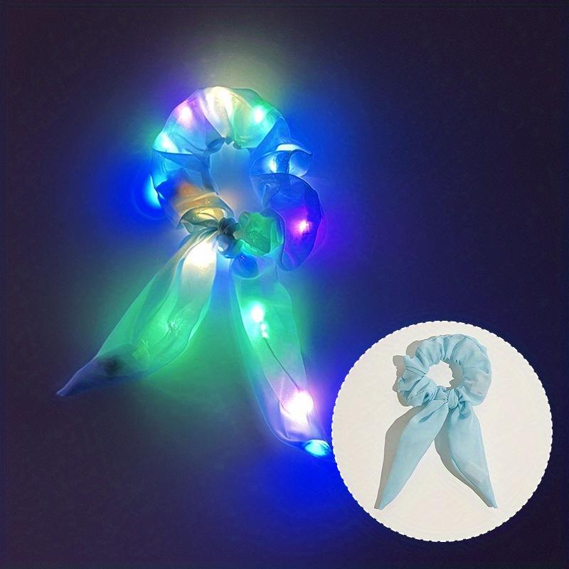 1/5 Pièces Chouchous Lumineux LED Chouchous pour Filles Chouchou Néon Coloré Élastique pour Cheveux 3 Modes d'Éclairage Brille dans le Noir 5pcs