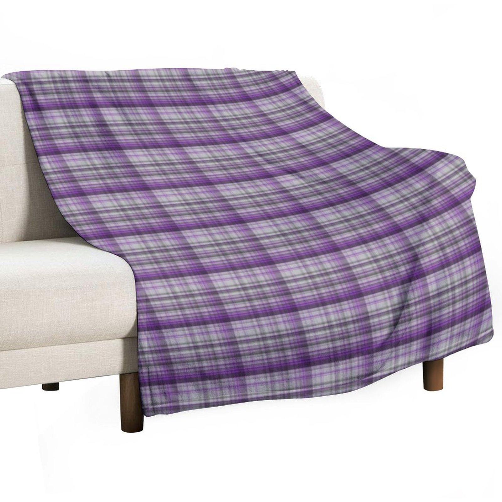 

Tartan - Purple and grey Throw Blanket Thin Multi-Purpose Thermal Soft Beds Blankets 30x40in