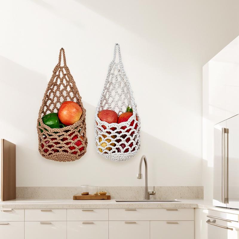 Handmade Crochet Fruit & Vegetable Hanging Basket for Kitchen Storage and Decoration