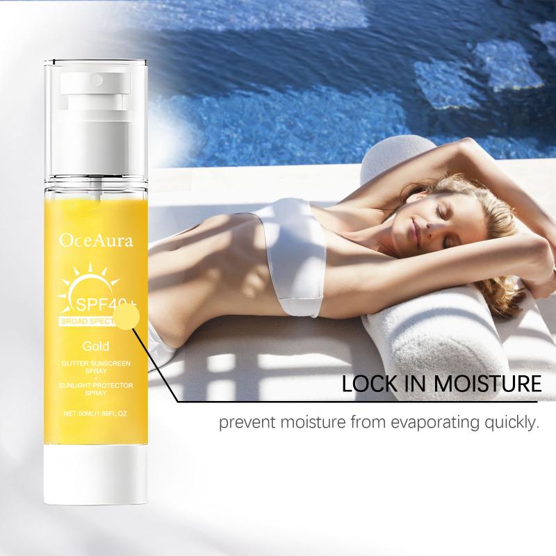 Sparkling Shimmer Body Protection Spray Hydrating Glitter Moisturizing Outdoor Skin Care for Summer Beach Use