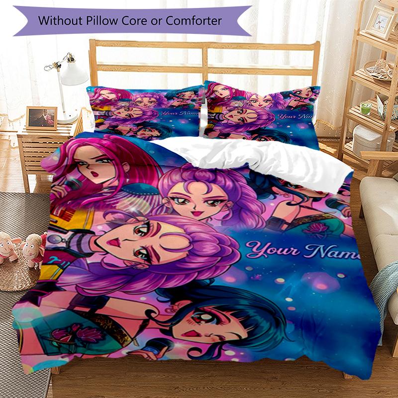 Fantasy Heroes Custom Name Text Print 1Pc Bedding Set Duvet Cover With Two Pillowcases Soft Bed Linen For Household Bedroom