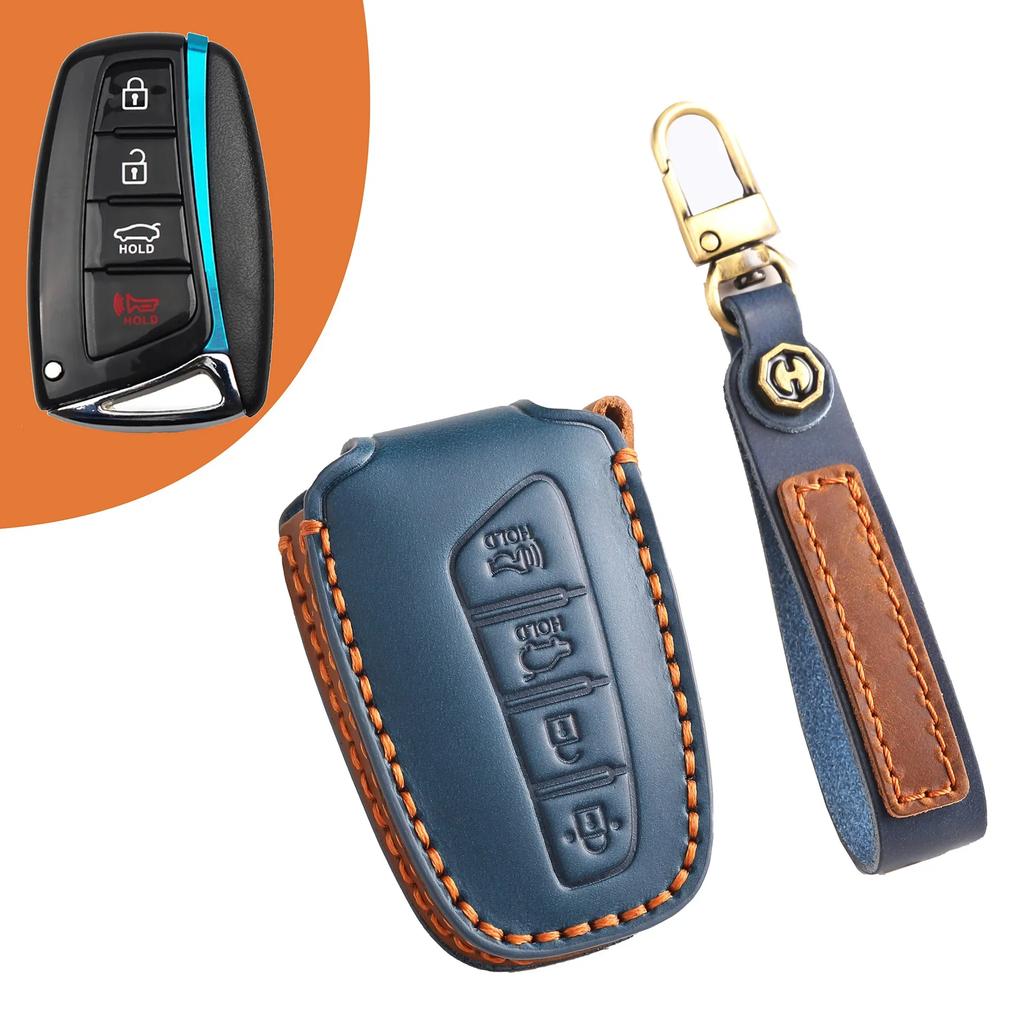Custodia Porta Chiavi Auto in Pelle Guscio Portachiavi per Hyundai Ix45 SantaFe Nuova Chiave Remota Copertura in Pelle di Alta Gamma
