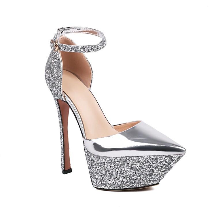 Fashion Brand Design Shiny Gold Women's Sandals 2025 New Sexy 15cm High Heels Waterproof Platform Banquet Party Woman's Shoes Size 32-43