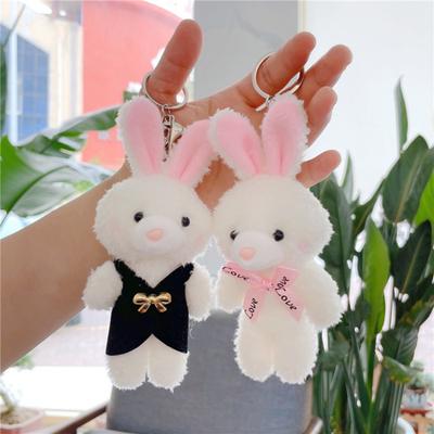 Yousheng 11cm Rabbit Key Chain Cartoon Image Fluffy Realistic Three-dimensional Comfortable Touch Decorative Valentines Gift Cute White Rabbit Plush