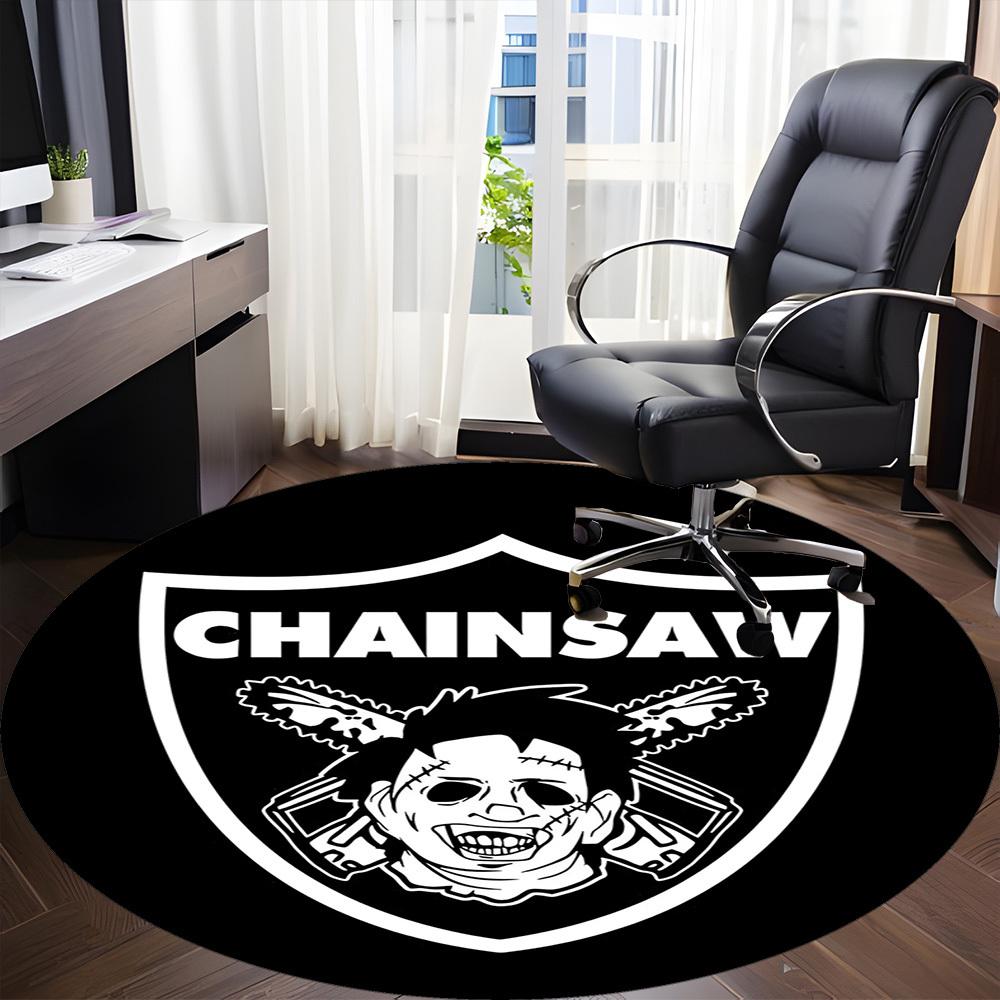 1pc Chainsaw Skull Office Round Area Rug, Under Office Chairs Bedroom Living Room Home Decor, Room Deco, Available in Various Sizes