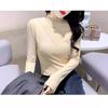 1x1 Ribbed Double-Sided Velour Women's Half High Neck Long Sleeve Slim-Fit Brushed Warm Top