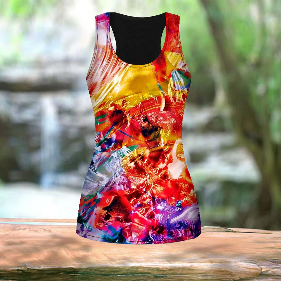 3D Crystal Wave Print L Women Workout Yoga Gym Printed Summer Sport Shirts Plus Size Vests