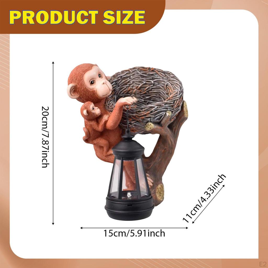 Lumină Solară Statuie Maimuță Ornament Rășină Ornament Creativ Cadou de Casă Nouă Figurină Grădină