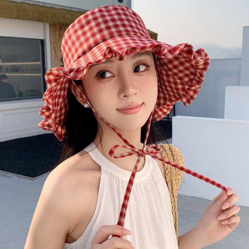 Stylish Unisex Wide Brims Sun Hat With Classical Checkered Pattern Fisherman Hat For Outdoor Activity And Daily Wear