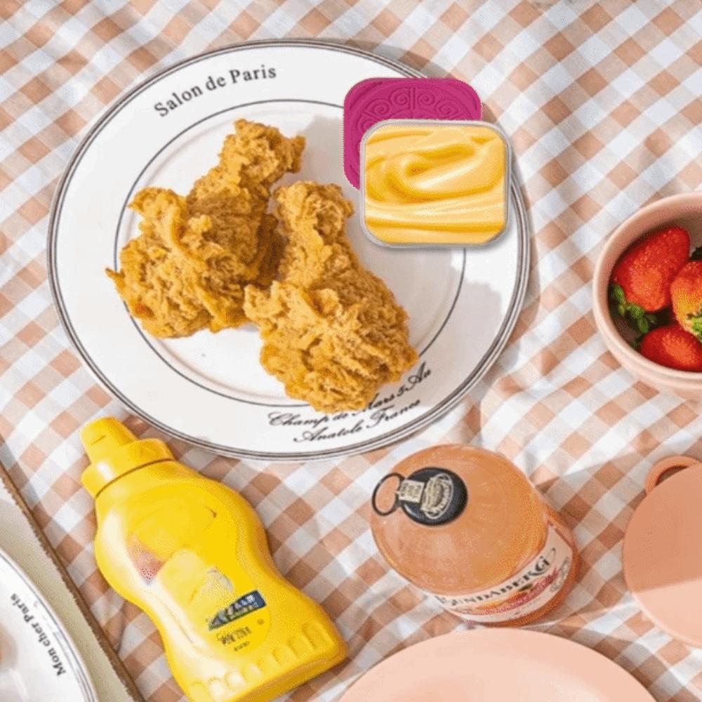 6pcs 304 Stainless Steel Salad Dressing Cup Square Seasoning Container Jam Cup Sauce Cup School