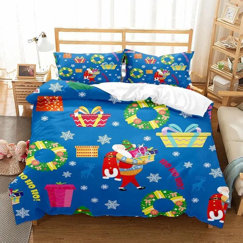 

Рождественский детский пододеяльник размера King-Queen, красные рождественские носки, украшение из 3 предметов постельного белья, пододеяльник с рождественской тематикой, кремовый EU Single 135x200cm