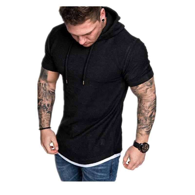 Summer Men's European and American Men's Hooded T-shirt Short-sleeved T-shirt Men