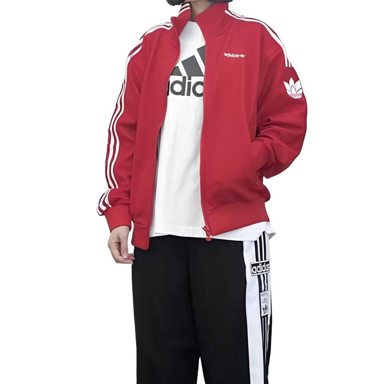 

Adidas Originals Sports Lifestyle Series Comfortable Soft Breathable Stand Collar Striped Vintage Long Sleeve Jacket Men jackets Red JL8393 XXL