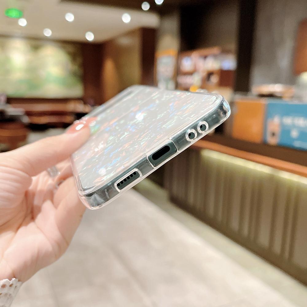 KEYSION Custodia di lusso con motivo a conchiglia lucida a diamante per Samsung Z Flip 6 5 4 3 5G Custodia antiurto per telefono per Galaxy Z Flod 3 4 5 6