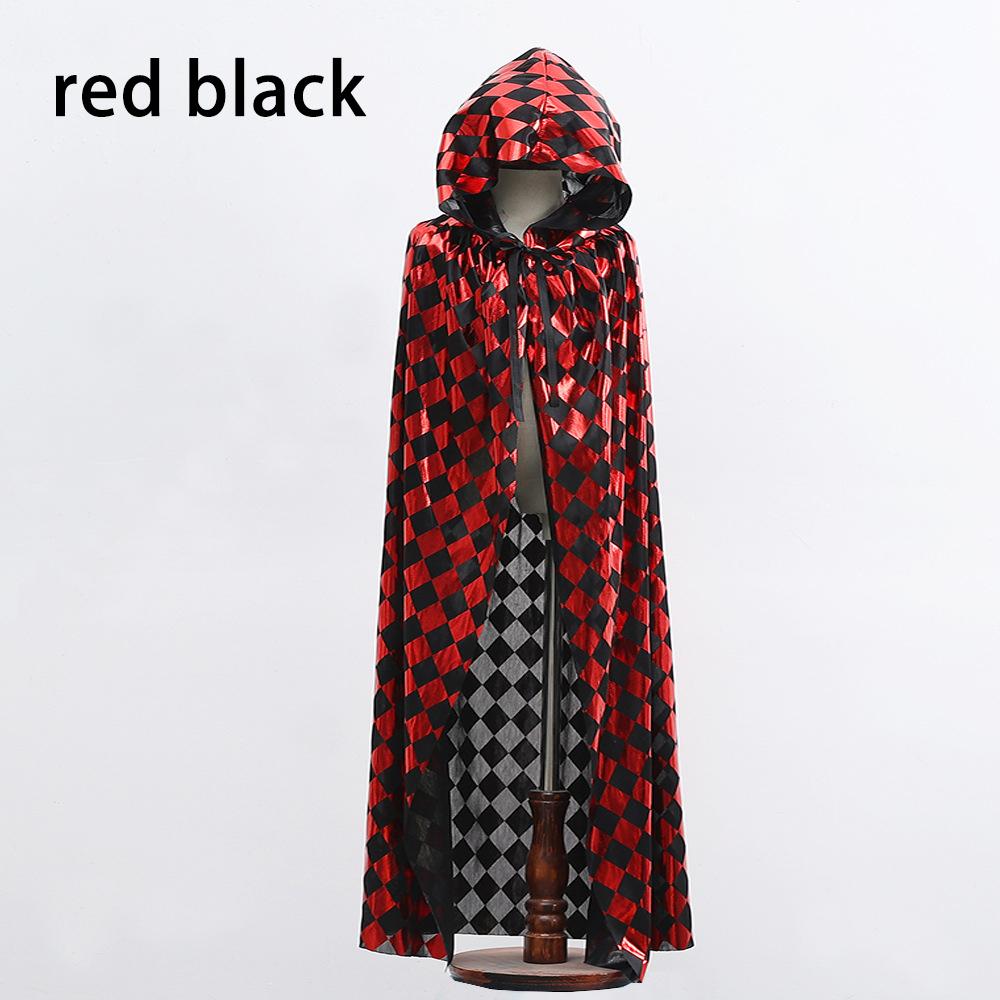 

Взрослый окровавленный плащ для детей Взрослый черно-белый костюм ведьмы на Хэллоуин Завязывающийся спереди плащ с капюшоном Хэллоуинский розыгрыш children красный черный