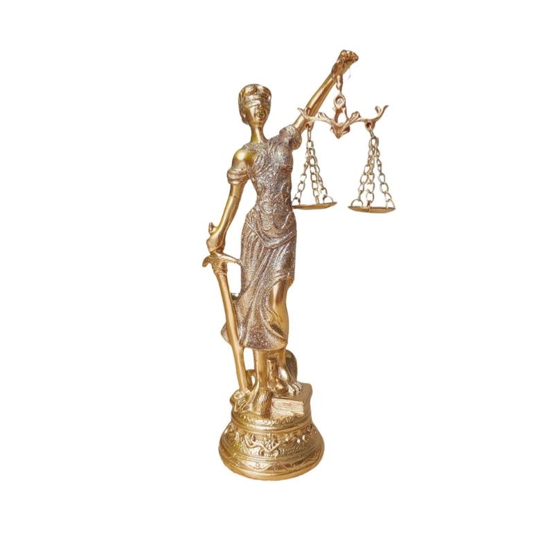 

Resins Justice Goddess Sculpture Blind Law Lady Statue with Scale Fairness Figurine for Sophisticated Law Office Decors золотой