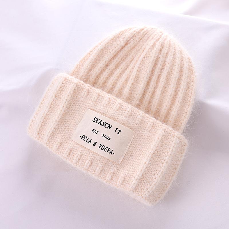 2022 kaninchen Fell Winter Hut für Frauen Mützen Weiche Warme Flauschigen Einfarbig Angora Gestrickte Hut Kaschmir Wolle Skullies Beanies