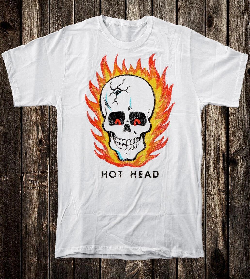 T Shirt 100% Cotton White HOT HEAD Skull Vtg Impko Art Novelty Hot Rod Drag Race 3XL