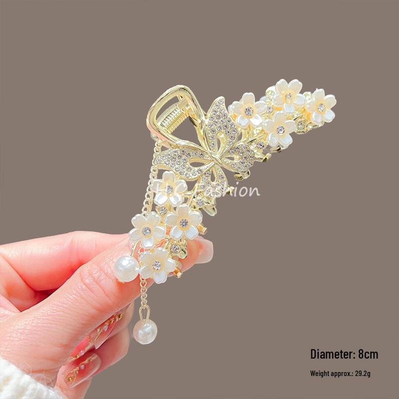 Lily of the Valley Floral Tassel Hair Claw - Ancient Style Women's Accessory