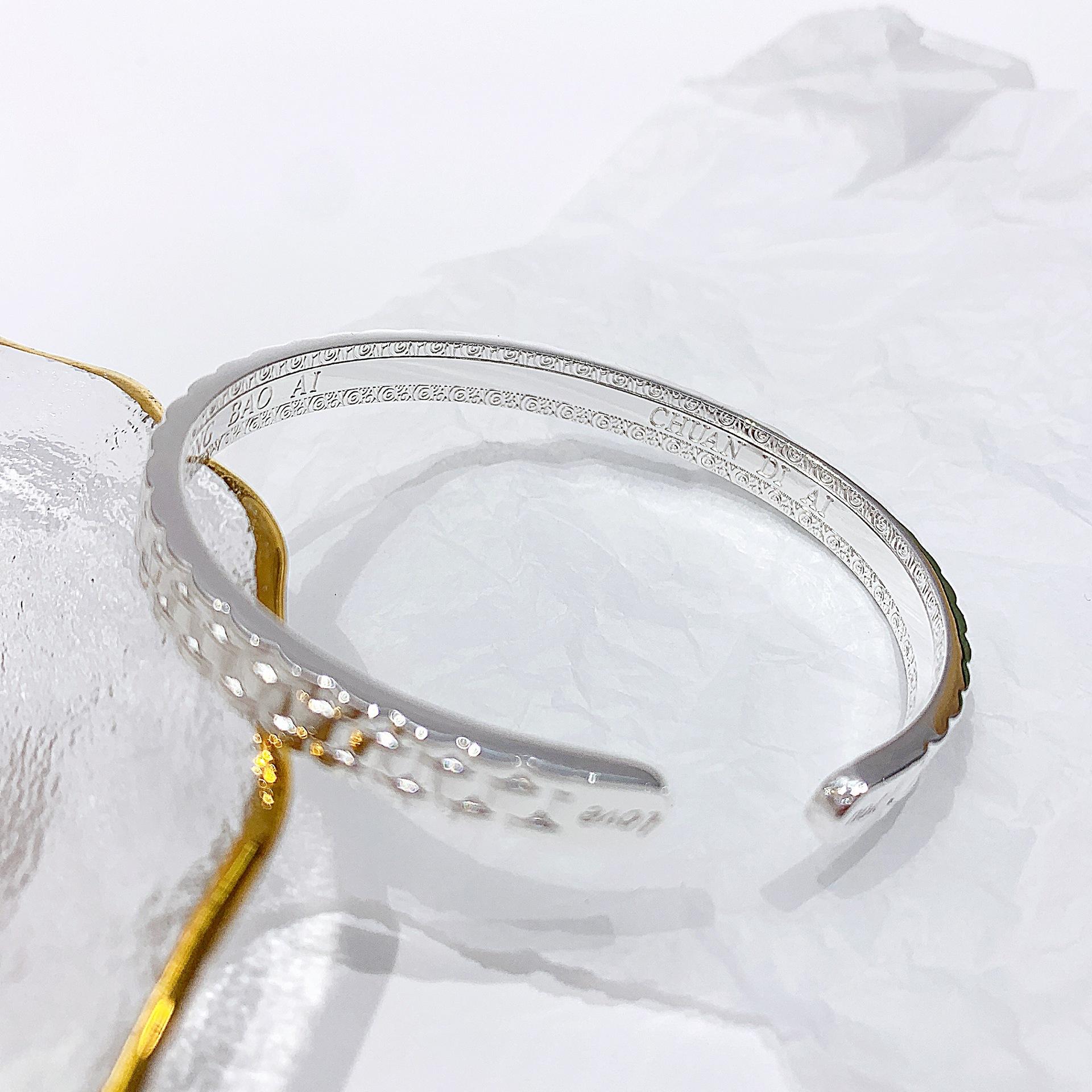 

Zuyin 999 цепочка для часов из чистого серебра, браслет с камнем, модные ювелирные изделия ручной работы для девочек, эллиптический браслет Adjustable size