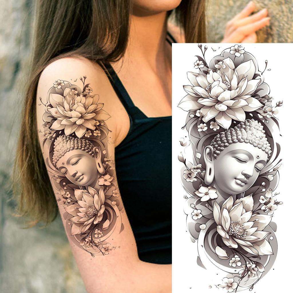 1 Sheet Sketch Flower Animals Temporary Tattoos For Women Long Lasting Waterproof Elephant Turtle Fake Tattoo Body Art Stickers