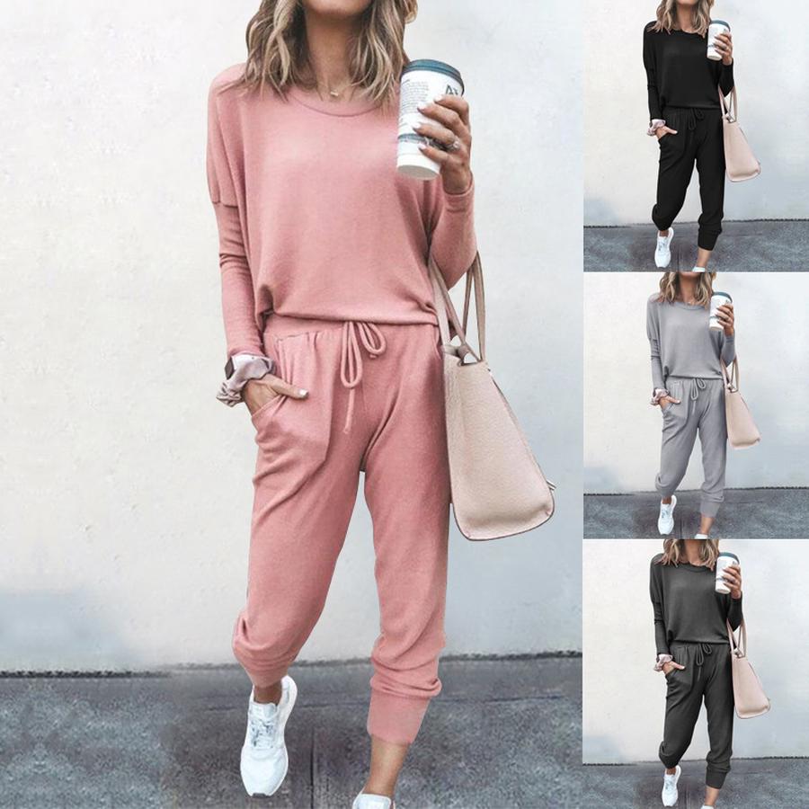 New Autumn Winter Women's Clothing Set - Loose Fit Solid Long Sleeve Casual Outfit