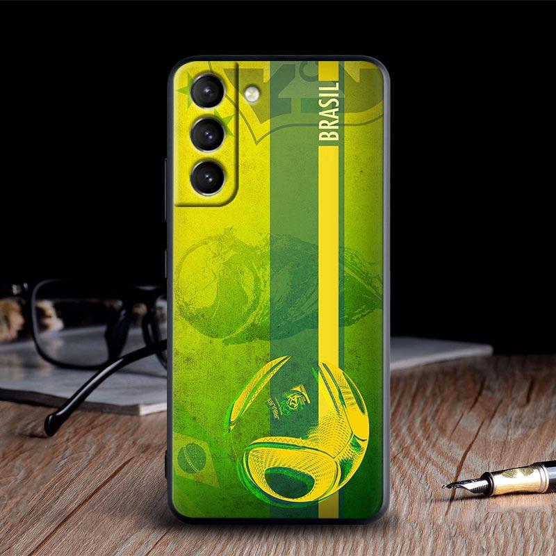 Brazil Flag Silicone Case For Samsung S23 Ultra S24 5G S21 S20 FE Back Cover Galaxy S22 s23 S24 S10 Plus Case Brazilian Football