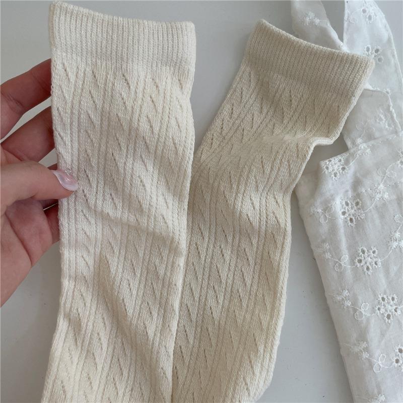 Women's New Sweet Hollow Mesh Solid Color Long Leg Socks