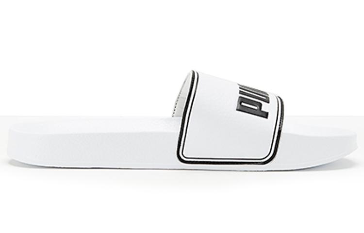 Men's Slippers PUMA Leadcat Leather Patchwork Slip Resistant Slip Resistant Slide Slippers Unisex White Black